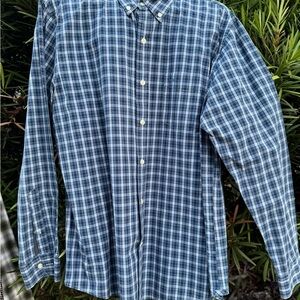 Dockers XL Navy and White Plaid Long Sleeve Casual Men's Shirt